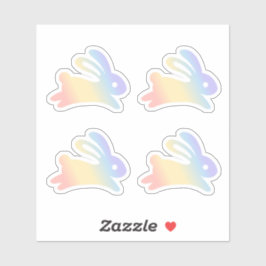 Rainbow Bunny Rabbit set van 4 Sticker