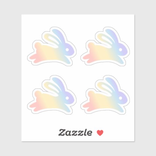 Rainbow Bunny Rabbit set van 4 Sticker (Vel)