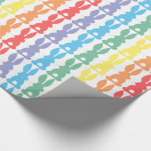 Rainbow Bunny Rabbits Silhouette Cute Fun Cadeaupapier (Hoek)