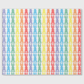 Rainbow Bunny Rabbits Silhouette Cute Fun Cadeaupapier (Vlak)