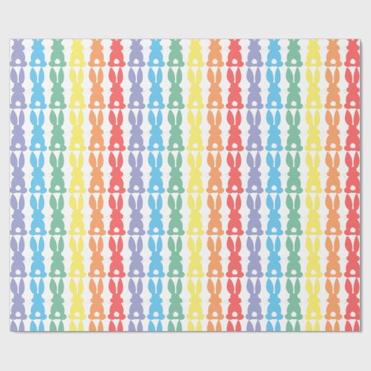Rainbow Bunny Rabbits Silhouette Cute Fun Cadeaupapier (Vlak)