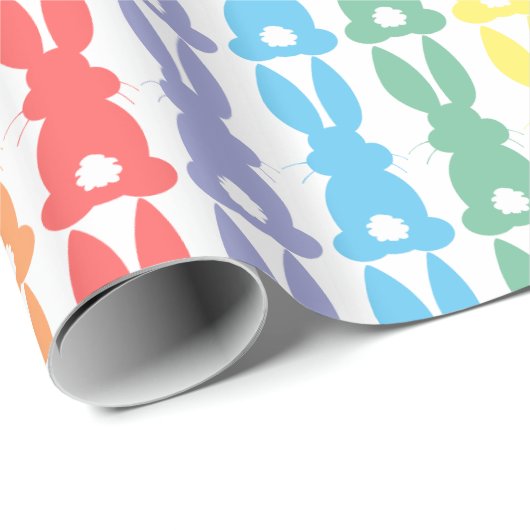 Rainbow Bunny Rabbits Silhouette Cute Fun Cadeaupapier (Rol Hoek)
