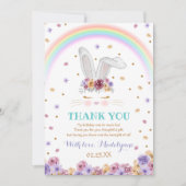 Rainbow Bunny Waterverf Floral Bunny Birthday Bedankkaart (Voorkant)