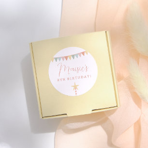 Rainbow Bunting & Star Candle verjaardagsfeestje Ronde Sticker