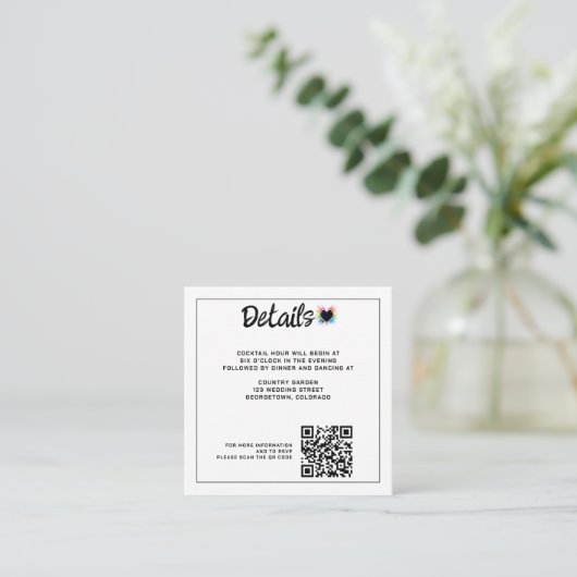 Rainbow Burst QR-code Informatiekaartje (Staand voorkant)