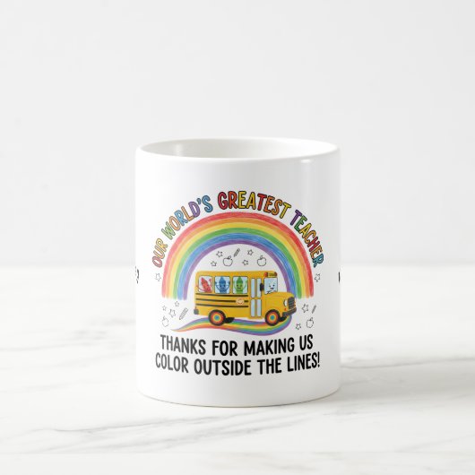 Rainbow Bus Krijtjes Werelds Beste Leraar Koffiemok (Center)