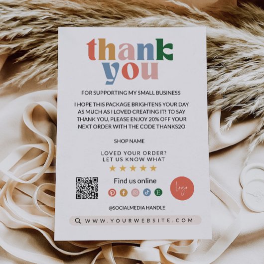 Rainbow Business Dank u kaart