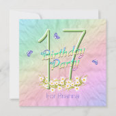 Rainbow Butterflies 17e verjaardagsfeest uitnodigi Kaart (Voorkant)