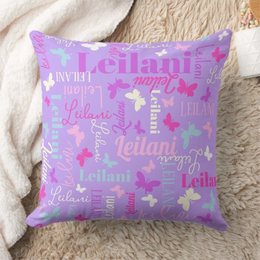Rainbow butterflies, aangepaste naam paars Leilani Kussen (Deken)