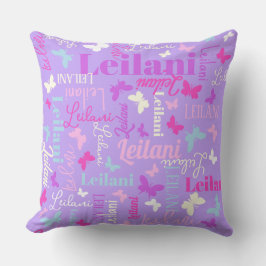 Rainbow butterflies, aangepaste naam paars Leilani Kussen