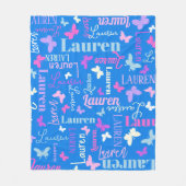 Rainbow butterflies, aangepaste naam sky blue Laur Fleece Deken (Voorkant)