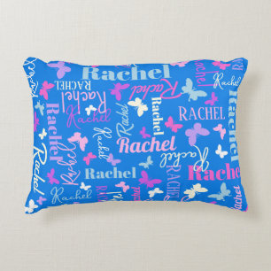 Rainbow butterflies aangepaste naam sky blue Rache Accent Kussen