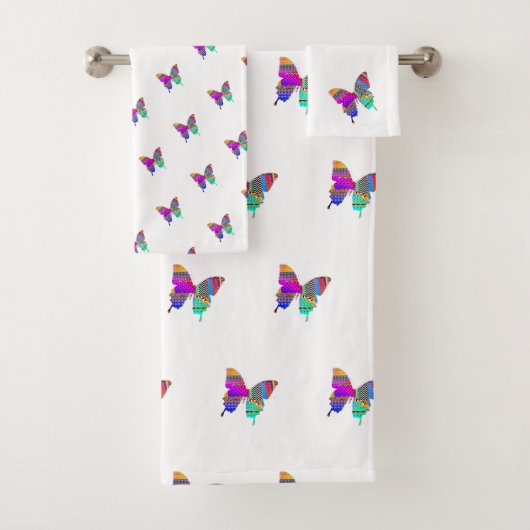 Rainbow Butterflies Bath Towel Set Bad Handdoek (Insitu)