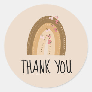 Rainbow Butterflies Bohemian Hand Drawn Birthday Ronde Sticker