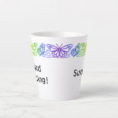 Rainbow Butterflies Border Gepersonaliseerde Latte Mok (Voorkant)