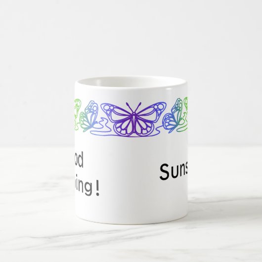 Rainbow Butterflies Border Gepersonaliseerde Mok (Center)