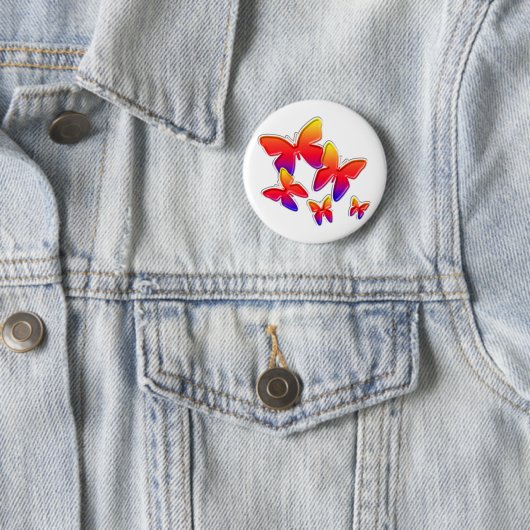 Rainbow Butterflies Button (In situ)