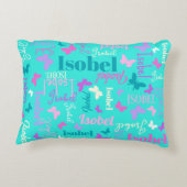 Rainbow butterflies douanenaam aqua Isobel Accent Kussen (Achterkant)