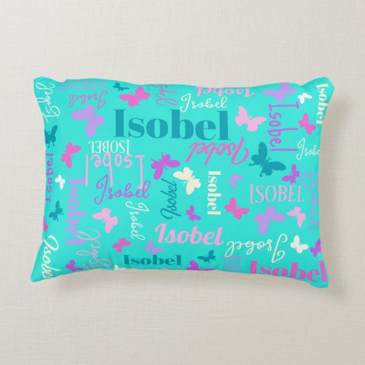 Rainbow butterflies douanenaam aqua Isobel Accent Kussen (Achterkant)