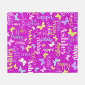 Rainbow butterflies, douanenaam Ashley paars Fleece Deken (Voorkant (Horizontaal))