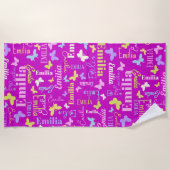 Rainbow butterflies, douanenaam Emilia paars Strandlaken (Voorkant)