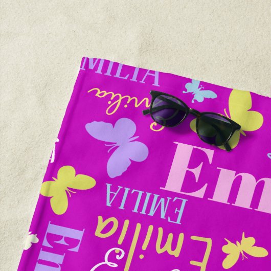 Rainbow butterflies, douanenaam Emilia paars Strandlaken (In situ)