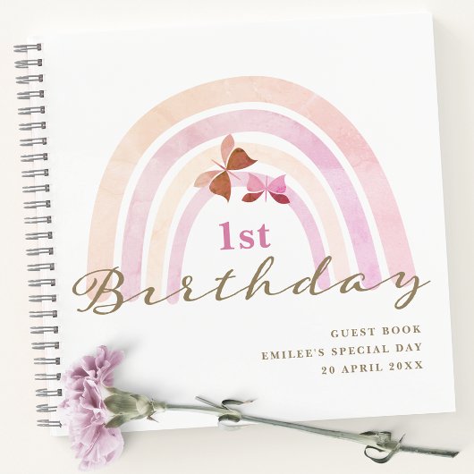 Rainbow Butterflies Pastel Pinks Gastenboek Notitieboek