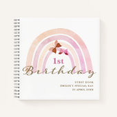 Rainbow Butterflies Pastel Pinks Gastenboek Notitieboek (Voorkant)