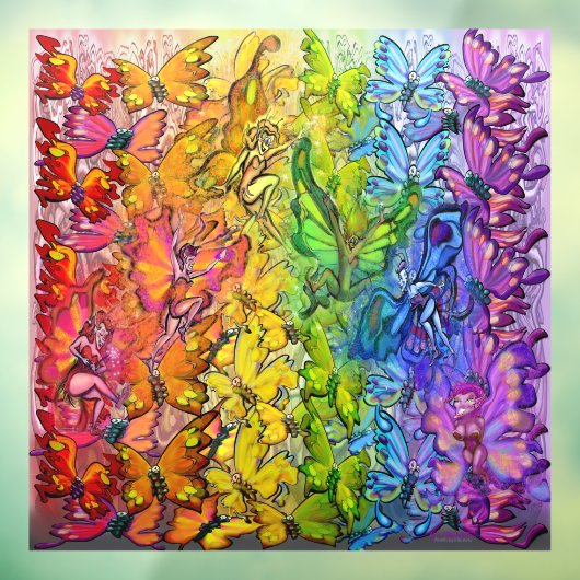 Rainbow Butterflies Pixings Window Cling Raamsticker (Vel 3)