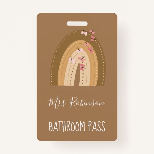 Rainbow Butterflies Script Teachers Bathroom Hall Badge (Voorkant)