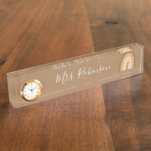 Rainbow Butterflies Script Teachers Daycare Desk N Naambordje (Zijkant)