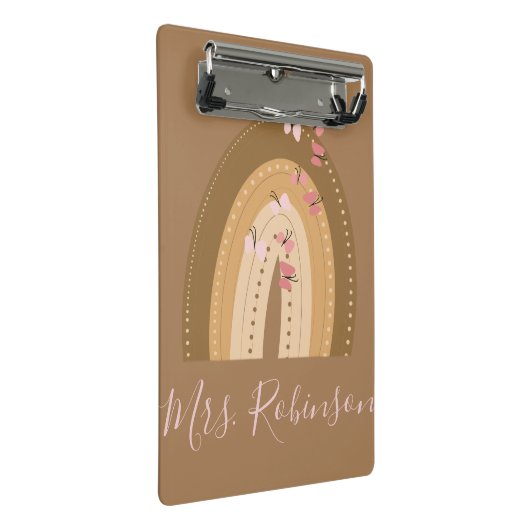 Rainbow Butterflies Script Teachers Name Mini Klembord (Schuin)