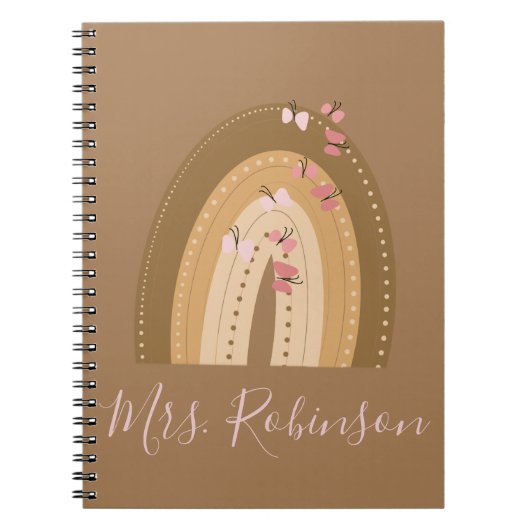 Rainbow Butterflies Script Teachers Name Notitiebo Notitieboek (Voorkant)