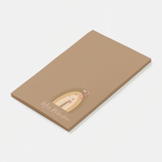 Rainbow Butterflies Script Teachers Name Post-it® Notes (Schuin)