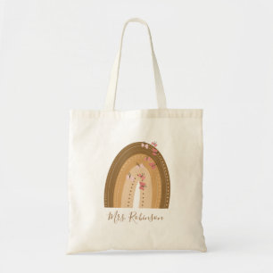 Rainbow Butterflies Script Teachers Name Tote Bag