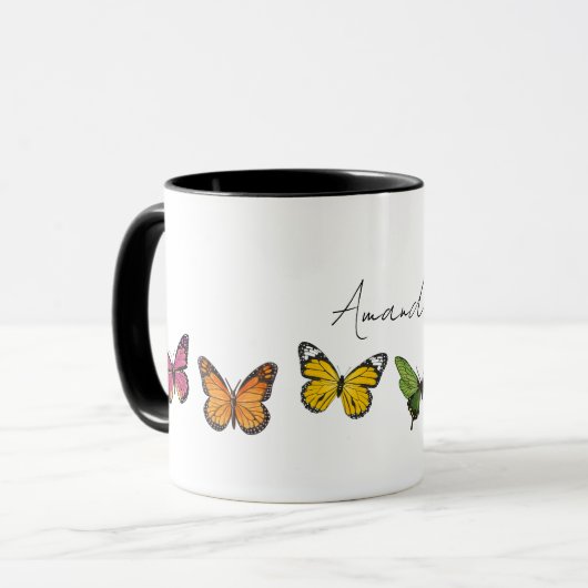 Rainbow Butterfly - Aangepaste koffie-Mok Mok (Voorkant links)