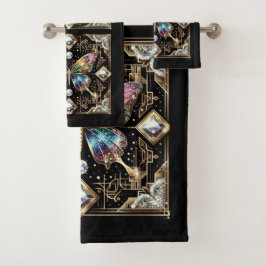 Rainbow Butterfly Art Deco Art Nouveau Bad Handdoek