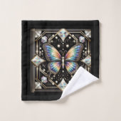Rainbow Butterfly Art Deco Art Nouveau Bad Handdoek (Wasdoekje)