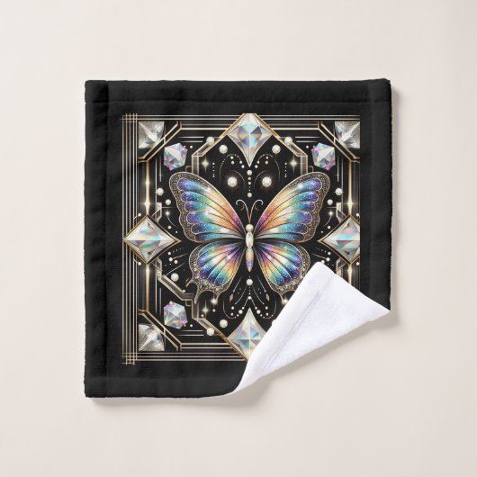 Rainbow Butterfly Art Deco Art Nouveau Bad Handdoek (Wasdoekje)
