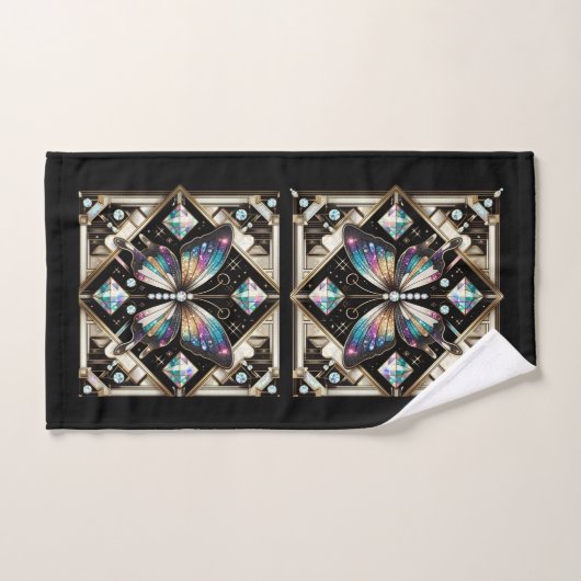 Rainbow Butterfly Art Deco Art Nouveau Bad Handdoek (Handdoek)