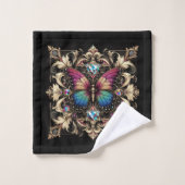 Rainbow Butterfly Art Deco Art Nouveau Bad Handdoek (Wasdoekje)