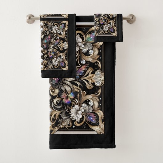 Rainbow Butterfly Art Deco Art Nouveau Bad Handdoek (Insitu)