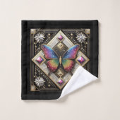 Rainbow Butterfly Art Deco Art Nouveau Bad Handdoek (Wasdoekje)