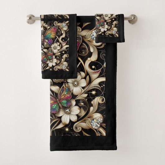 Rainbow Butterfly Art Deco Art Nouveau Bad Handdoek (Insitu)