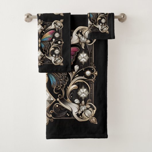 Rainbow Butterfly Art Deco Art Nouveau Bad Handdoek (Insitu)