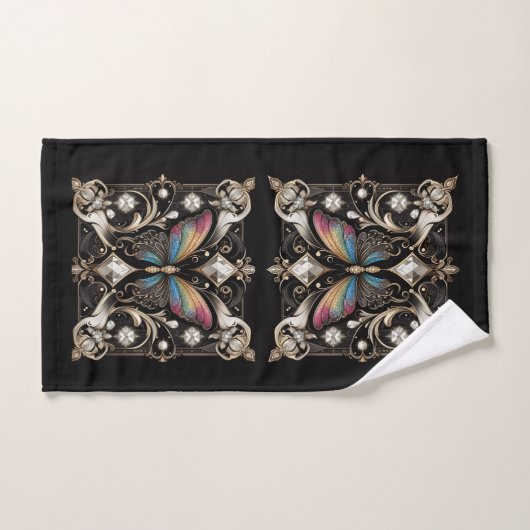 Rainbow Butterfly Art Deco Art Nouveau Bad Handdoek (Handdoek)