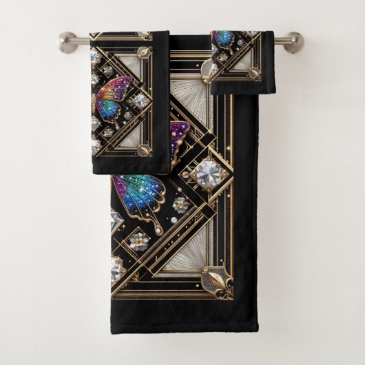 Rainbow Butterfly Art Deco Art Nouveau Bad Handdoek (Insitu)