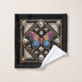 Rainbow Butterfly Art Deco Art Nouveau Bad Handdoek (Wasdoekje)