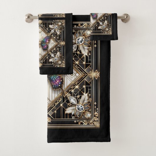 Rainbow Butterfly Art Deco Art Nouveau Bad Handdoek (Insitu)