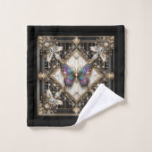 Rainbow Butterfly Art Deco Art Nouveau Bad Handdoek (Wasdoekje)
